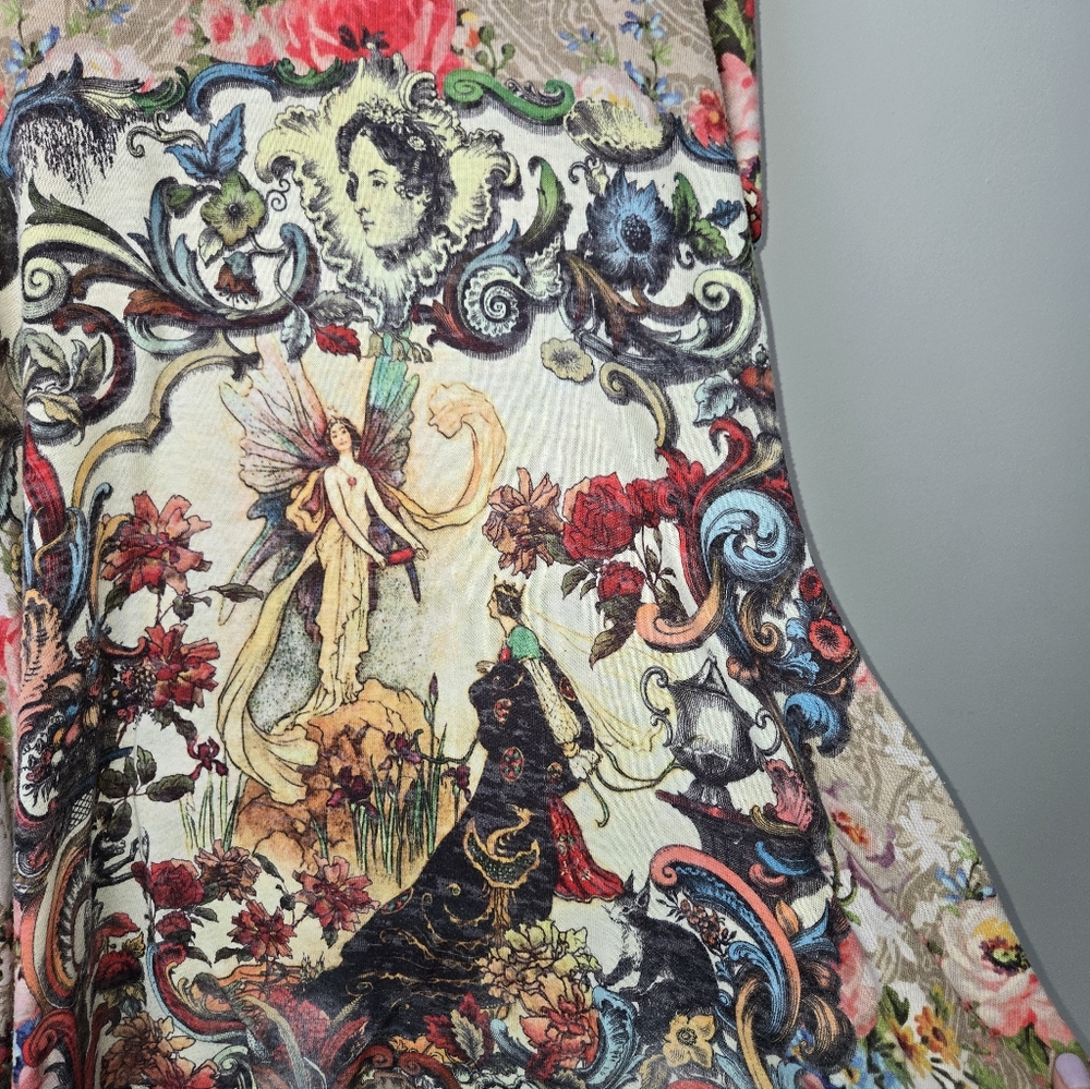 Y2K Fairy Queen Floral Tunic Handkerchief Dress Made in LA - Picture 2 of 12